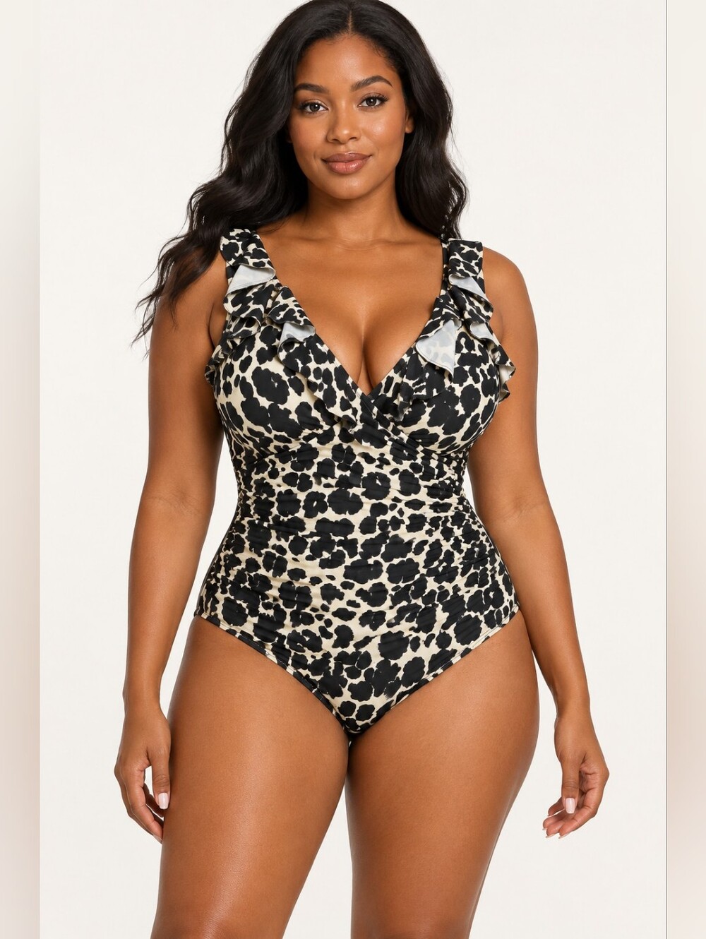 DKNY Front Ruffke One Pc Swimsuit